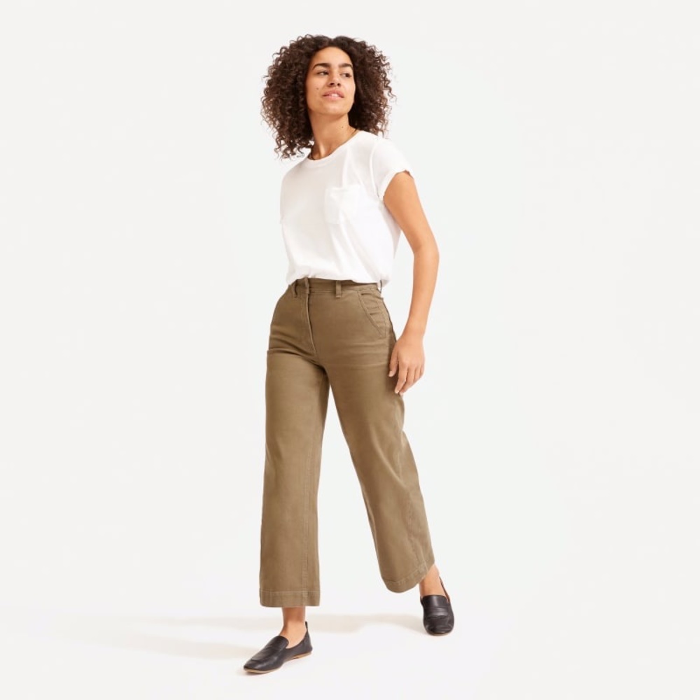 Everlane wide leg crop pants in brown / ochre - 4